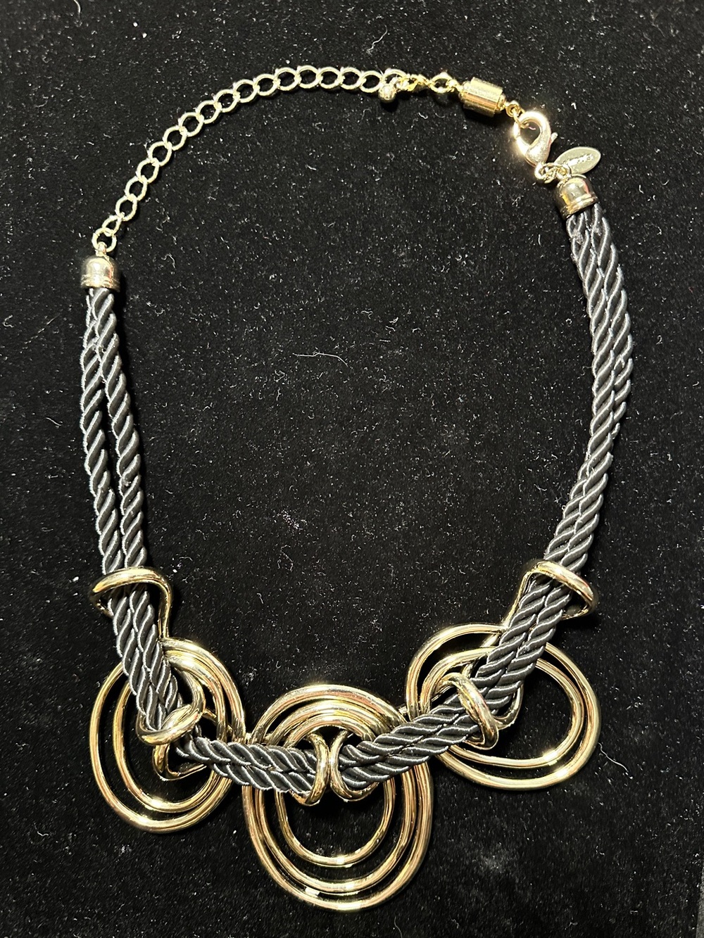 Chico’s Gold & Black Rope-Link Statement Necklace